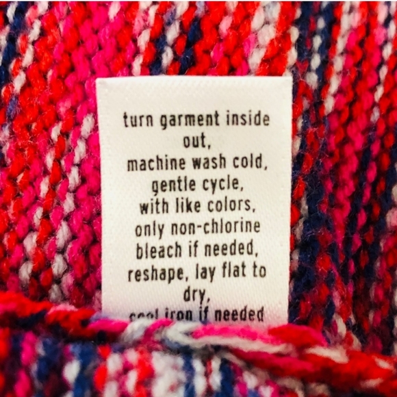 BP Long Open Cardigan Red Pink Blue Cream Size S - Picture 6 of 6